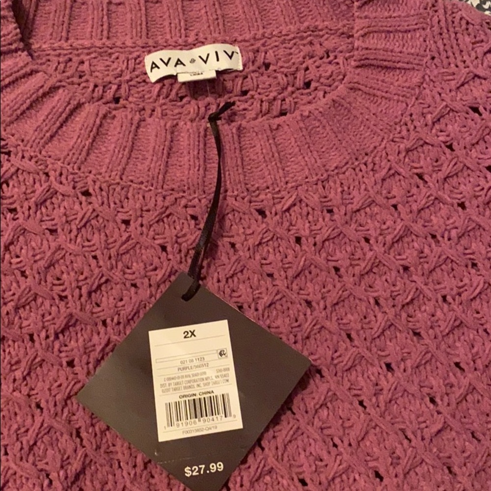 Ava Viv 2X Purple Women’s Sweater Pull Over - Picture 2 of 2